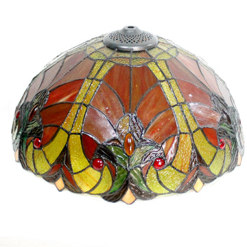 Tiffany Lampshade Replacement Werfactory® W16H7-inch Red Liaison Stained Glass Shade